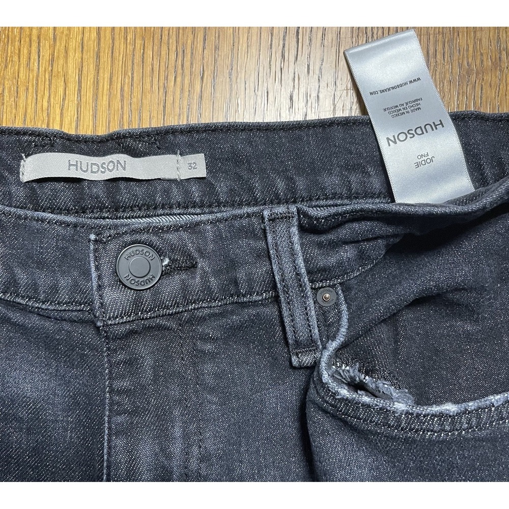 Hudson Jodie High Rise Cropped Flare Jeans Faded Noir Distressed Black Size 32 - Picture 4 of 7
